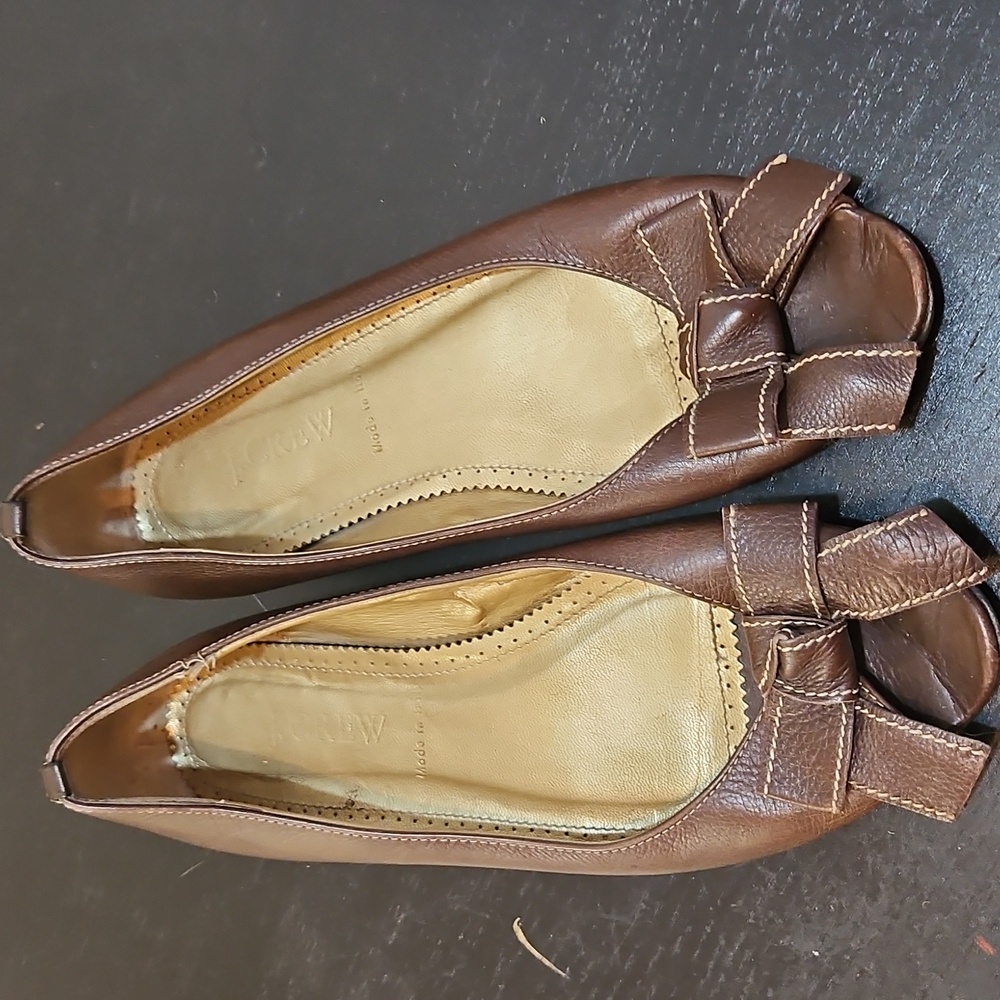 J Crew Peep Toe Kitten Heel Brown